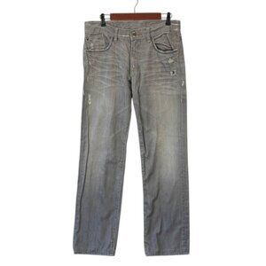 Monarchy Atelier Men’s Jeans 32W Gray Distressed‎ Slim Fit Denim Designer